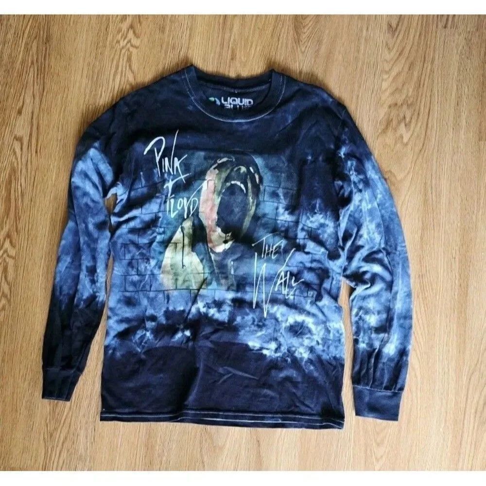 Liquid Blue Pink Floyd The Wall Graphic Long Sleeve Tshirt Mens Size Small